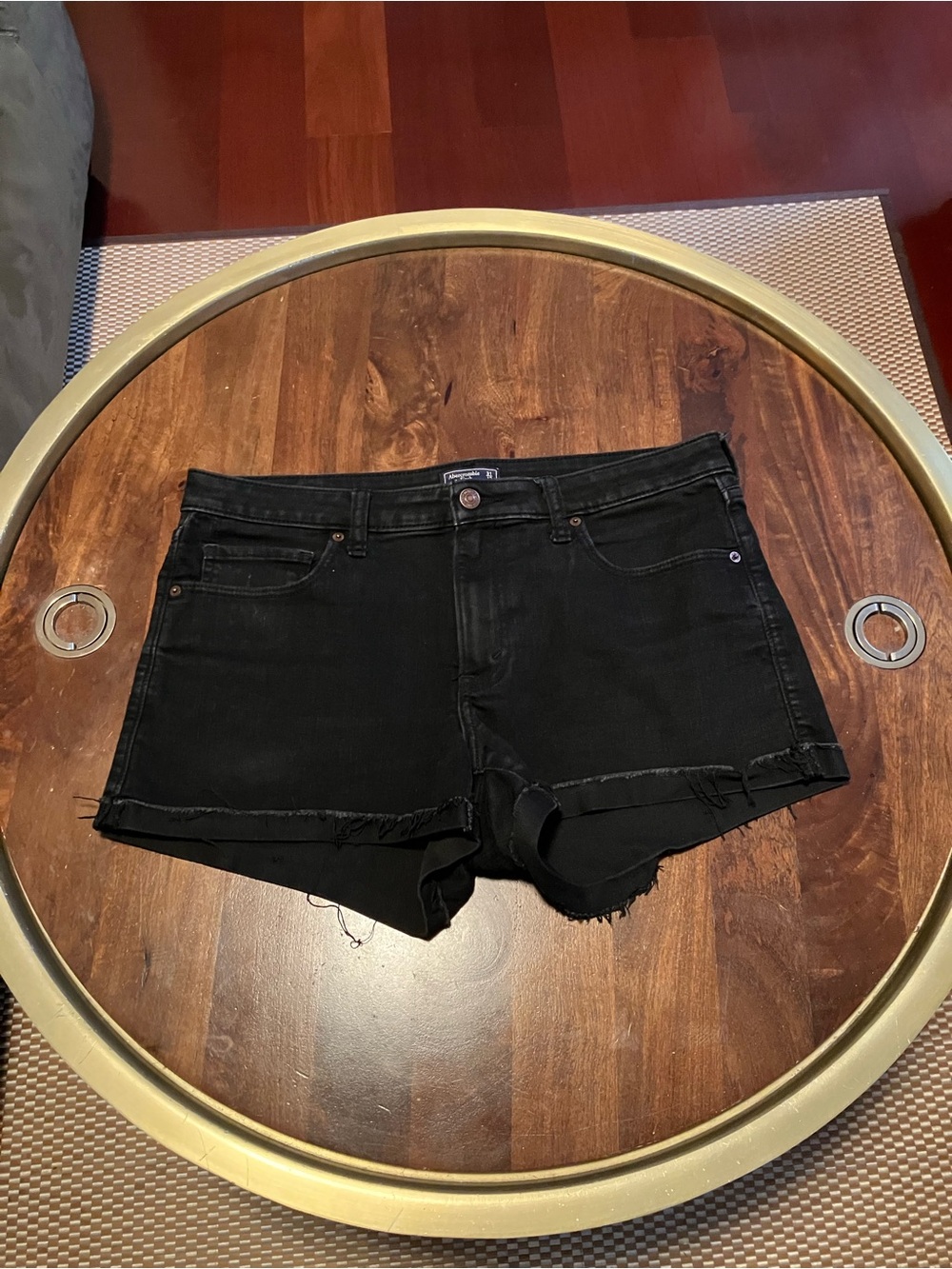 Abercrombie Fitch Black The Mom Short Hi-Rise Curve Love Womens Size 31/12